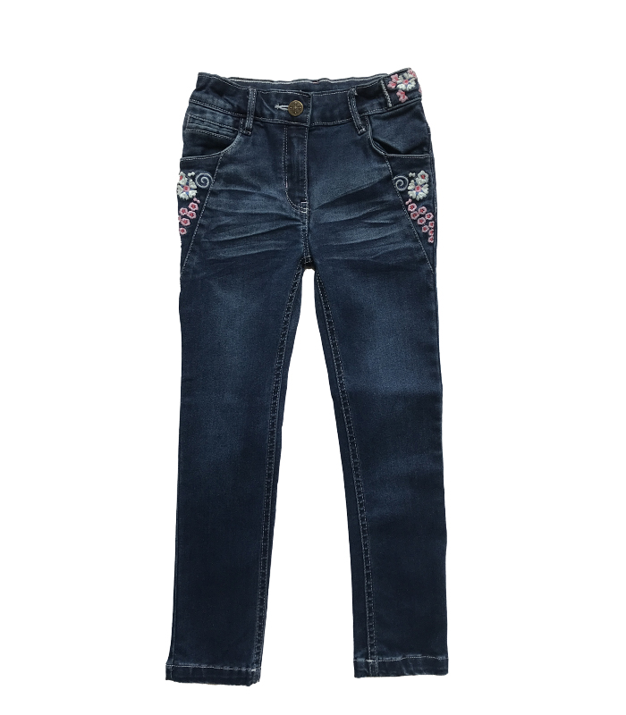 EMBROIDARY DARK BLUE GIRLS DENIM