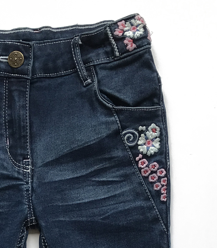 EMBROIDARY DARK BLUE GIRLS DENIM