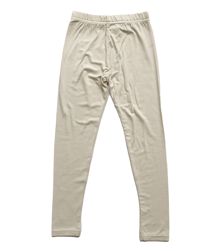 Off White Girls Cotton Leggings with Stretch