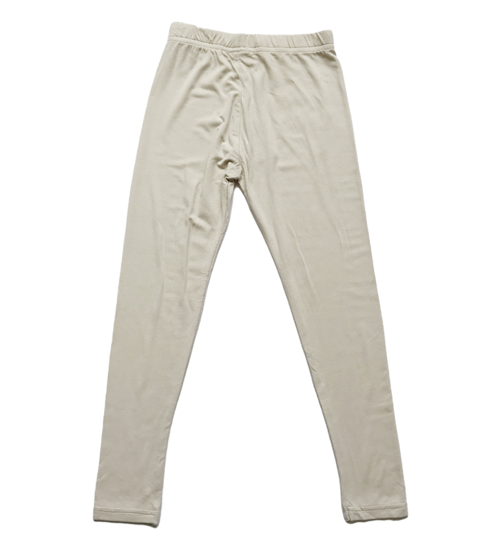 Off White Girls Cotton Leggings with Stretch
