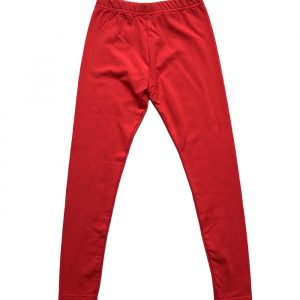 Red Girls Cotton Leggings with Stretch