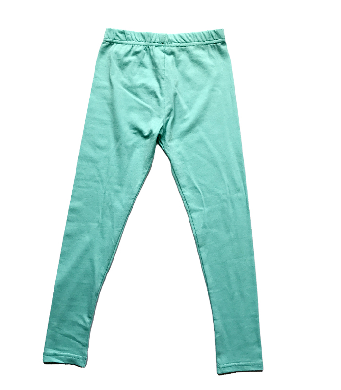 Light Sea Green Girls Cotton Leggings with Stretch