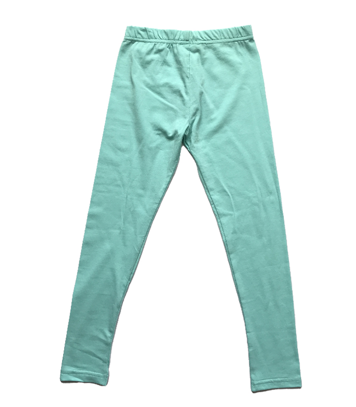 Light Sea Green Girls Cotton Leggings with Stretch