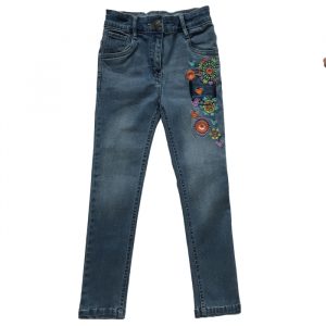 EMBROIDARY MID WASH GIRLS DENIM