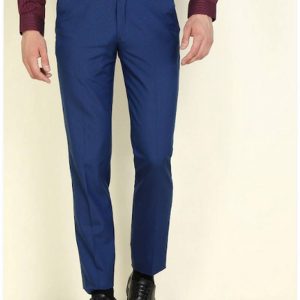 Men Blue Slim Fit Formal Trousers