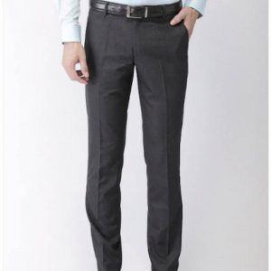CHARCOAL GREY SOLID FORMAL MEN'S TROUSERS