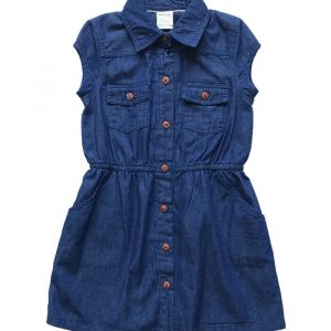 Denim Sleevless Front Button Frock
