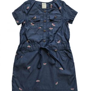 Printed Denim Front Pockets Frock