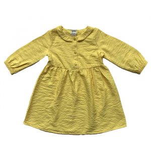 Yellow Colour Frint Long Sleeve Dress