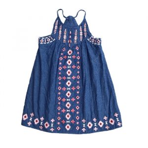 Embroidery Skinny Denim Dress