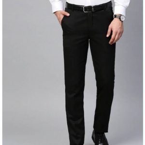 Men Black Smart Slim Fit Solid Formal Trousers