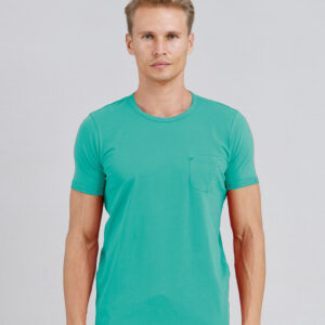 Mind Green Solid Colour Folded Short Sleeves Pocket Men's T-Shirt
