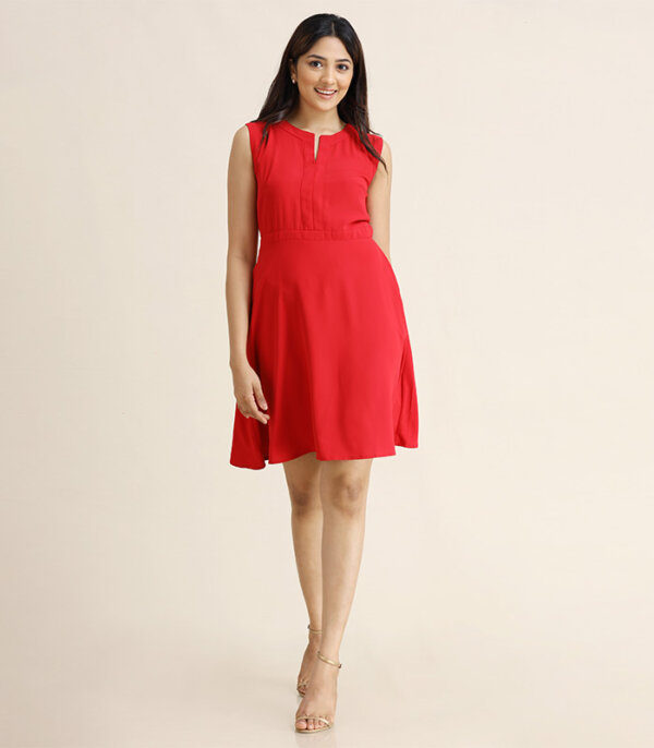 red olivia organic cotton mini dress Olivia Puff Sleeve Drop Waist Cotton Minidress (Women)