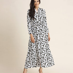 Olivia Floral Print Long Sleeve V Neck Maxi Dress